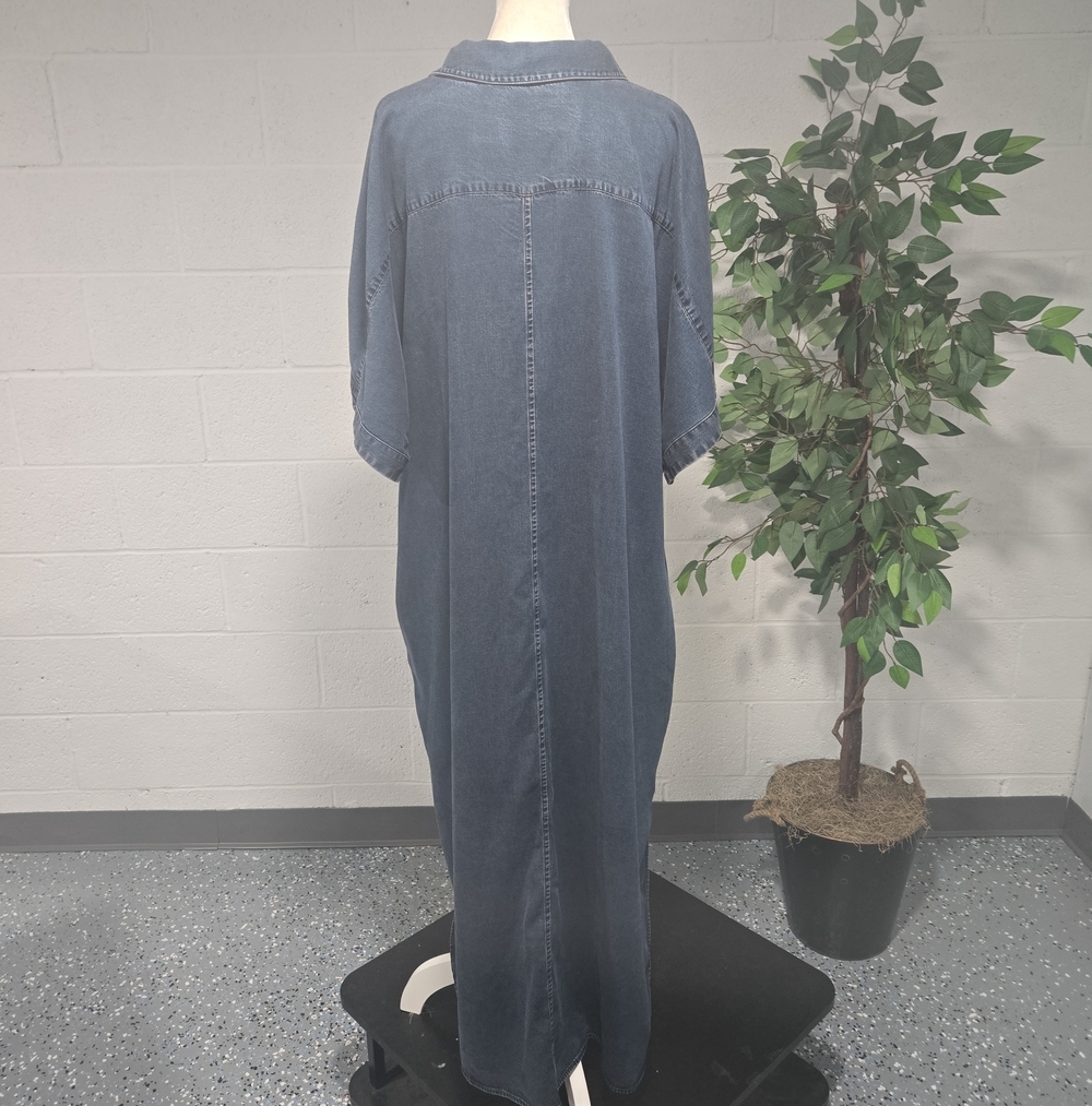 NWT Soft Surroundings Je Veux Short Sleeve Denim Relaxed Shirt Dress Maxi 3X - Picture 7 of 10